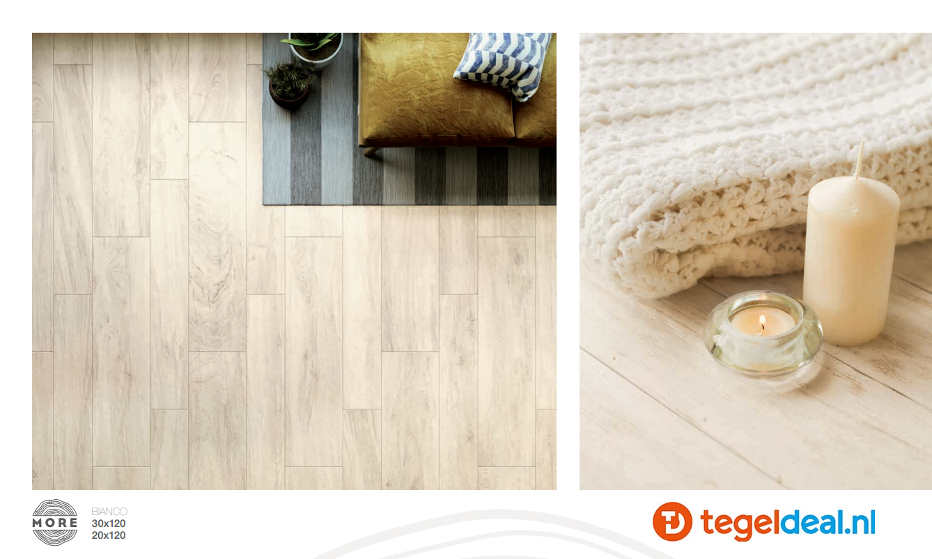 Castelvetro More Bianco, 30x120 cm, CMR32R1, houtlook tegels
