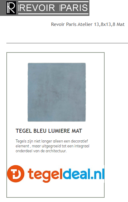WDT / VLT Revoir Paris Atelier, Atelier Bleu Lumiere, 13,8x13,8 cm 