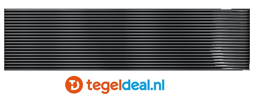 Stripes Gloss Obsidian, 6,5x26,1 cm, reliëf wandtegels