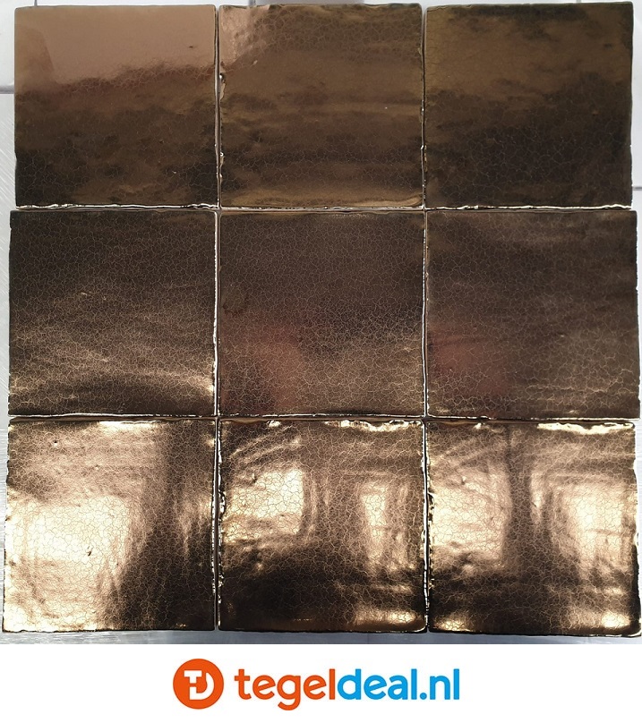 Handvorm wandtegels DARK GOLD, 13x13 cm - OP VOORRAAD