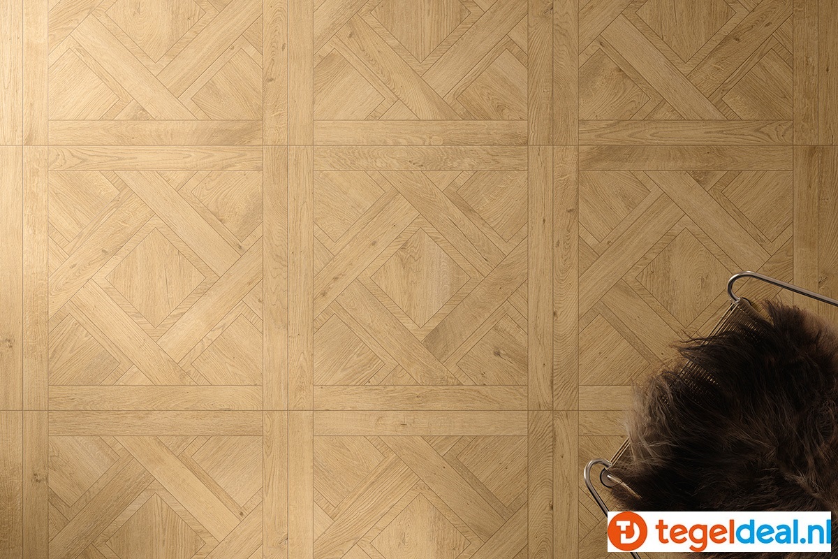 Ermes Aurelia, Bosco, Acero 80x80 cm Cassettonato, houtlook decor tegels