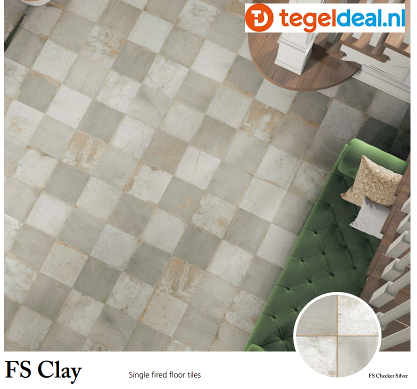 VLT Peronda, Fs Clay: Blossom - Checker - Seal, 45x45 cm, 4 kleuren 