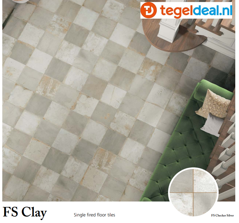 Peronda, Fs Clay: Blossom - Checker - Seal, 45x45 cm, 4 kleuren, patroontegels 
