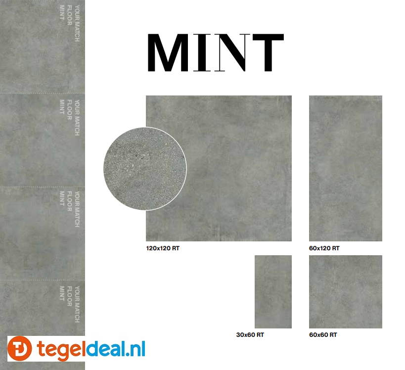 Supergres Your Match MINT, 120x120 cm, MMN1 cementlook tegels