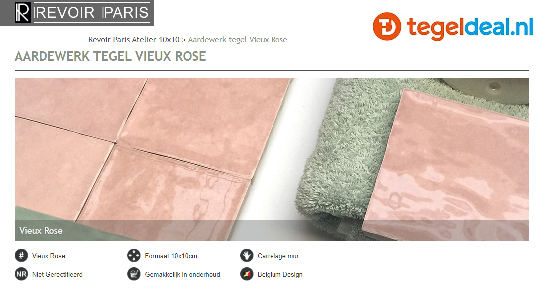 WDT Revoir Paris, Atelier Vieux Rose, 10x10 cm glans