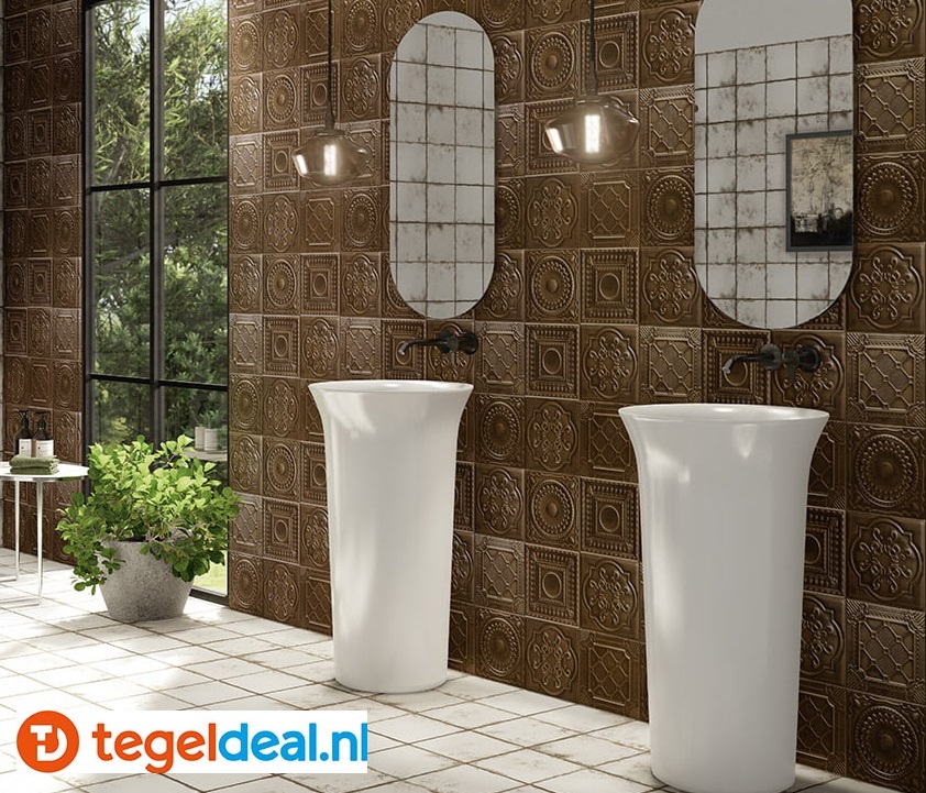 Mainzu, Metal Tiles, 20x20 cm, reliëf wandtegels Mainzu, Metal Tiles, 20x20 cm, reliëf wandtegels
