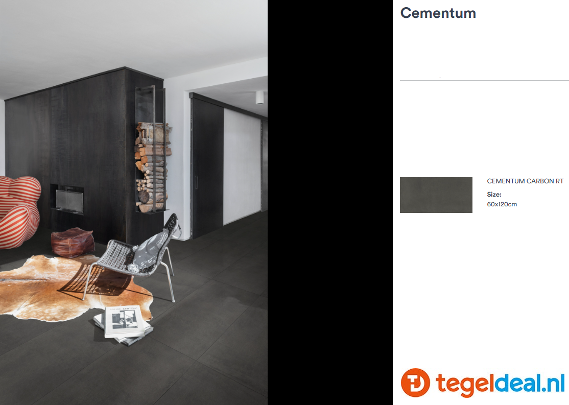 Marazzi Cementum CARBON, 60x120 cm Nat., M9SQ, cementlook tegels