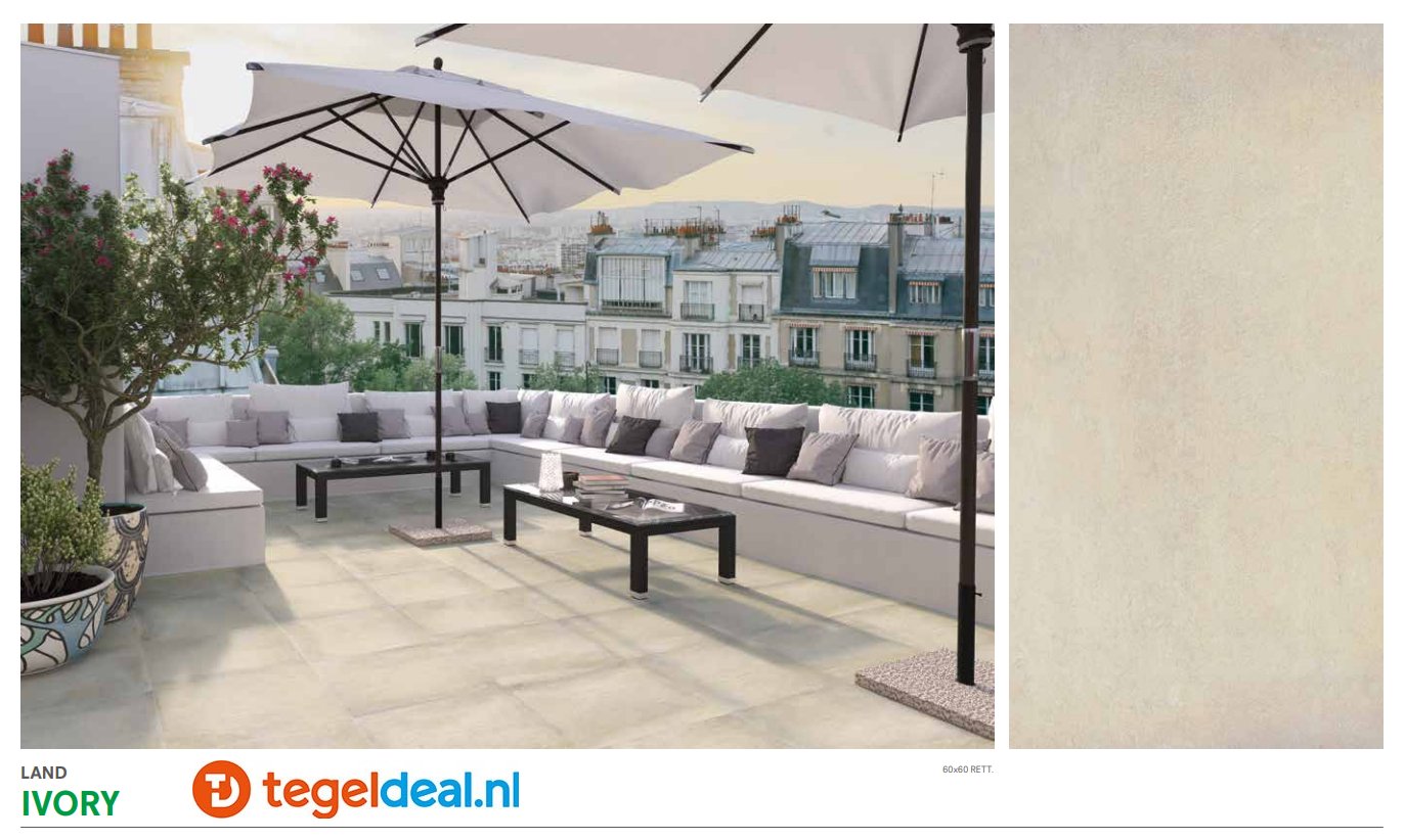 Castelvetro, Concept Land IVORY, 60x60x2 cm, XLD60R2, terrastegels