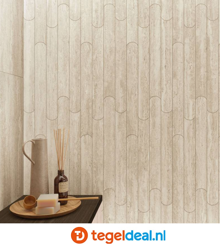 Supergres Astrum, SAND Vein Cut Naturale, 60x60 cm, travertin-look tegels 