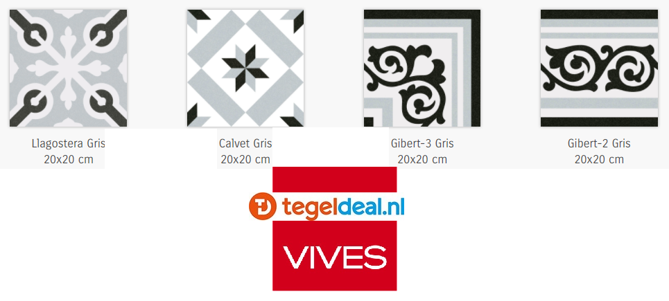 Vives 1900 LlAGOSTERA GRIS, 20x20 cm, patroontegels