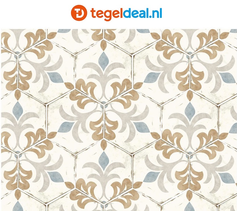 Nanda Tiles, Bohemia LOLA, 21x25 cm, hexagon patroontegels