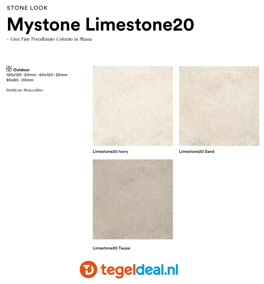 Marazzi, Mystone Limestone, Franse natuursteenlook tegels - 3 kleuren - 7 formaten 