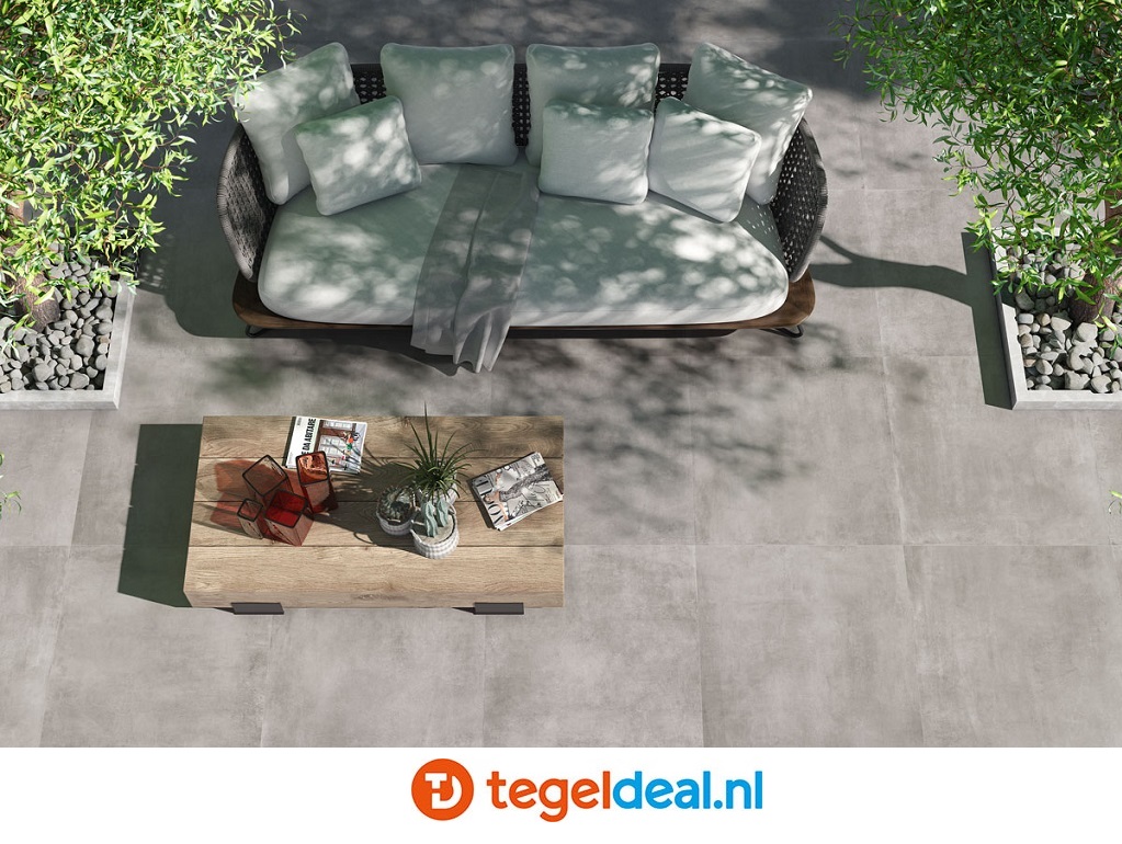 Ermes Aurelia, Domino Cenere, 80,2x80,2x2 cm, cementlook terrastegels