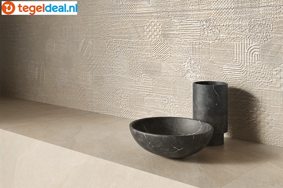 Ermes Aurelia, Ark Corda, 80x80 cm Nat., natuursteenlook tegels