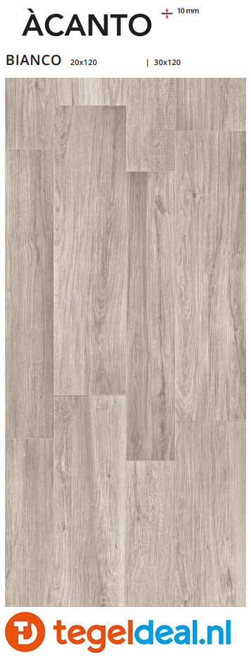 Serenissima Acanto Bianco, 20x120 cm, houtlook tegels