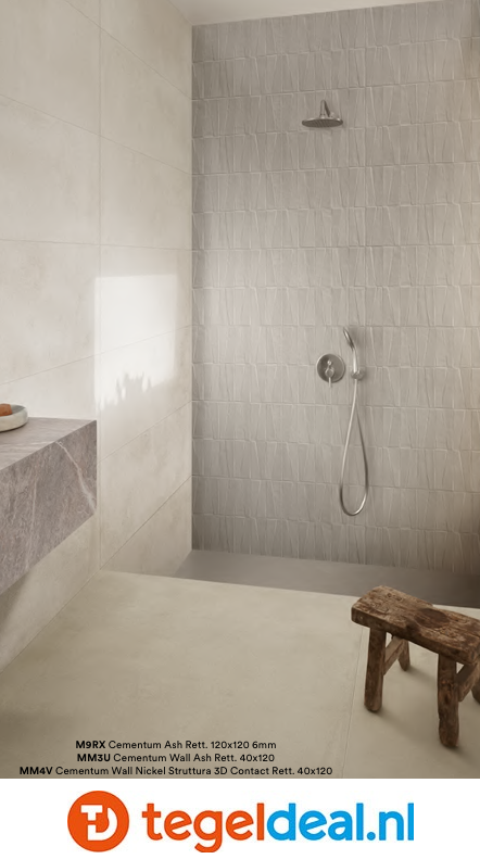 Marazzi Cementum NICKEL, 120x120x0,6 cm Strutt., MAX9, cementlook tegels Marazzi Cementum NICKEL, 120x120x0,6 cm Strutt., MAX9, cementlook tegels