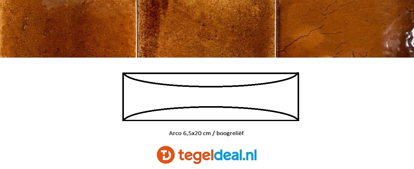 Equipe, Hanoi BURNT RED, Arco 6,5x20 cm, art. 30066, reliëf wandtegels 