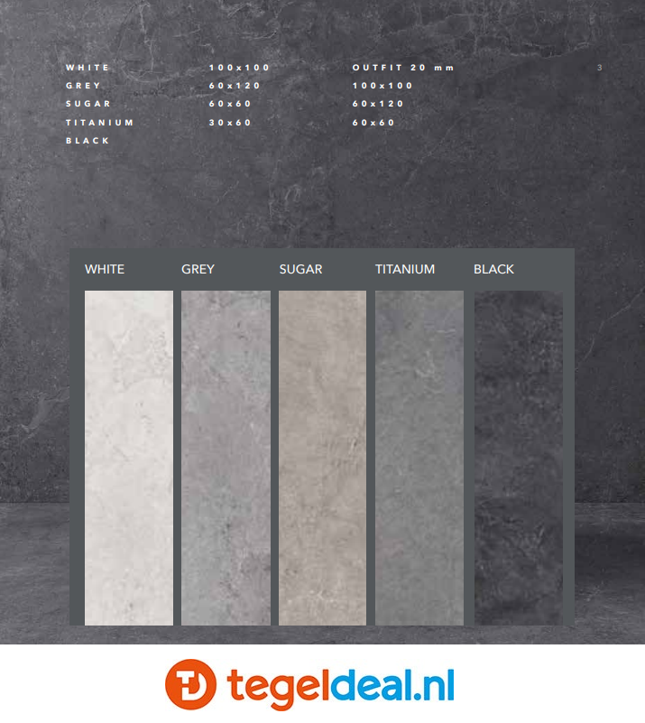 TRT Castelvetro, Evolution TITANIUM, 60x120x2 cm, XEV62R77 OUTFIT TRT Castelvetro, Evolution TITANIUM, 60x120x2 cm, XEV62R77 OUTFIT