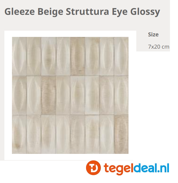 WDT Ragno Gleeze BEIGE struttura EYE 3D, 7,5x20 cm, R8HG