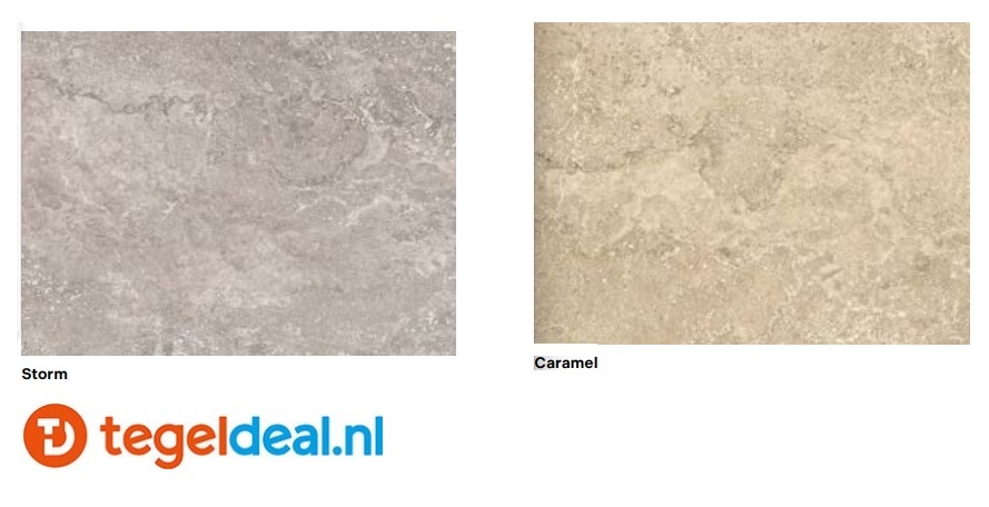 NovaBell Thermae, Caramel - Storm, 100x100 cm, natuursteenlook wand- en vloertegels - €48,50/m2  