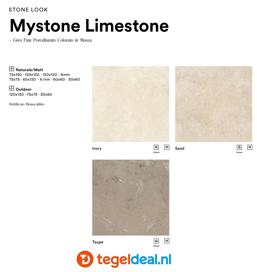 Marazzi, Mystone Limestone, Franse natuursteenlook tegels - 3 kleuren - 7 formaten 
