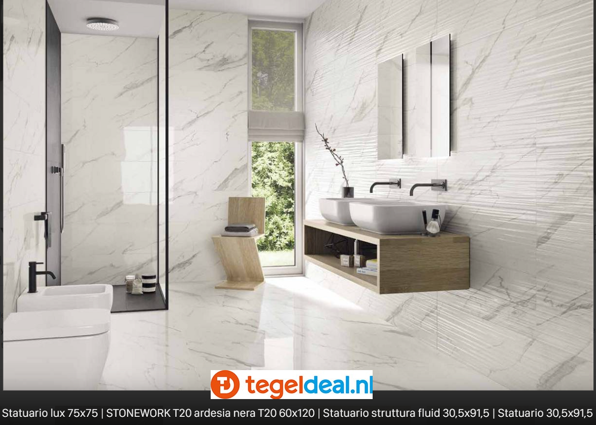 WDT Supergres Purity of Marble, Statuario, 30,5x91,5 cm, glans