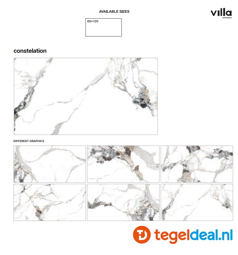 Villa, CONSTELATION, 60x120 cm Polished, marmerlook tegels - €39,50 per m2 