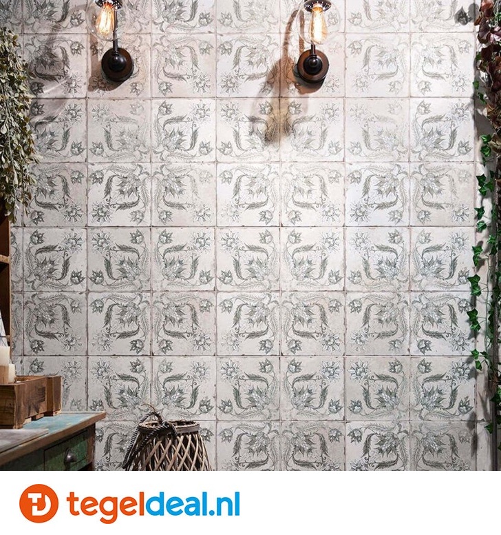 Peronda, Fs Ivy Black, 45x45 cm, vintage patroontegels