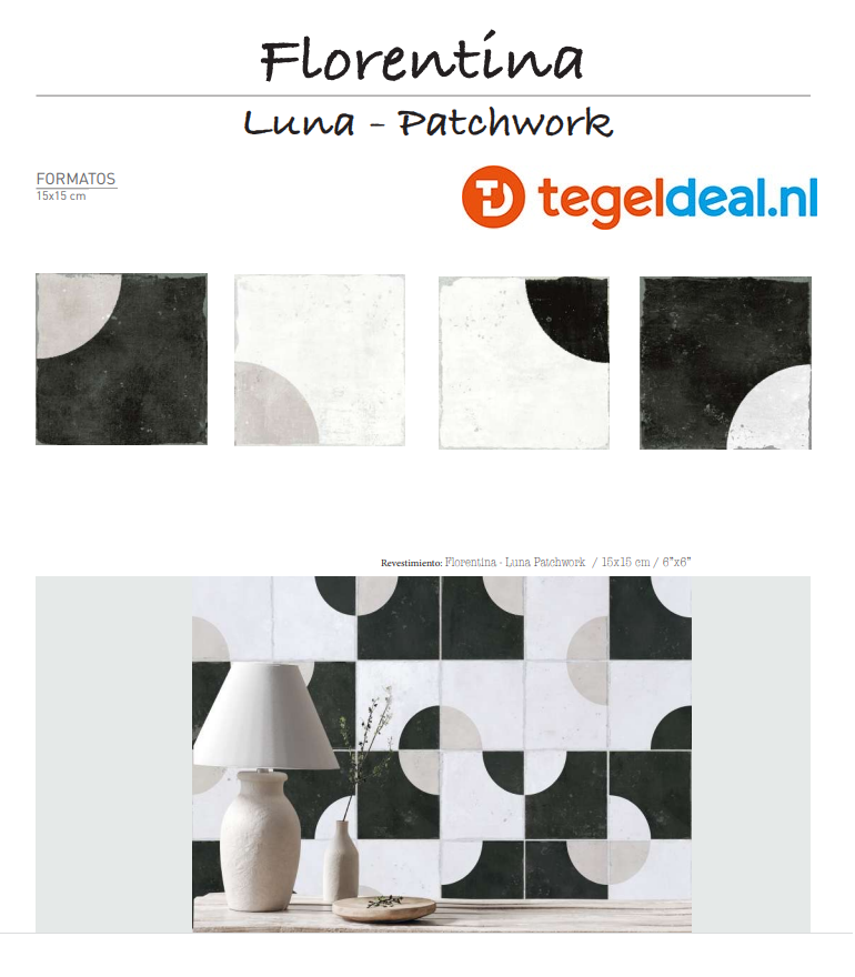 VLT / WDT Nanda Tiles, Florentina, 15x15 cm, patroontegels VLT / WDT Nanda Tiles, Florentina, 15x15 cm, patroontegels