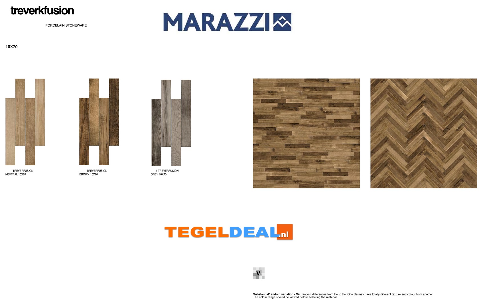 VLT Marazzi Treverkfusion, 10x70 cm houtlook