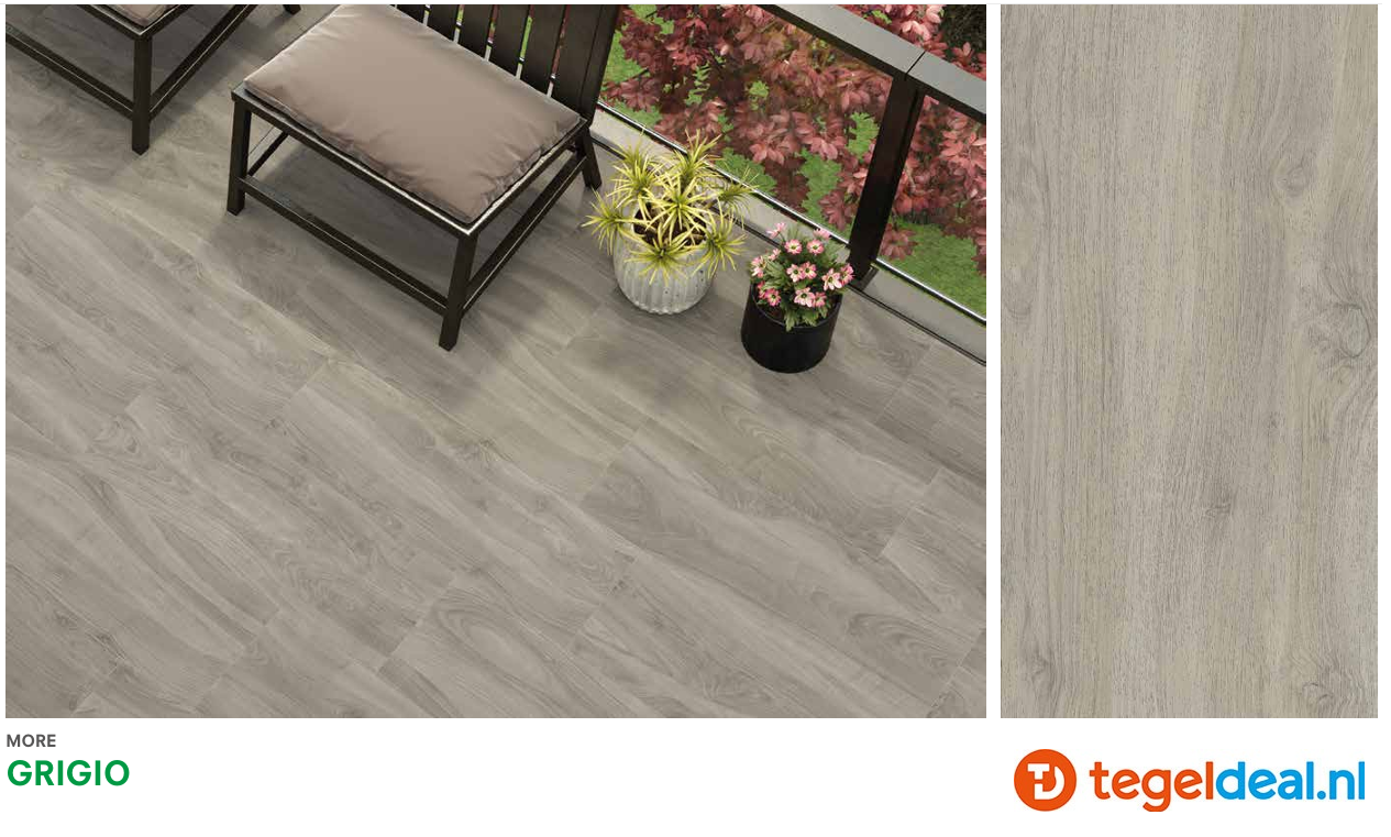 Castelvetro More Grigio, 60x60x2 cm, XMR60R4, houtlook terrastegels