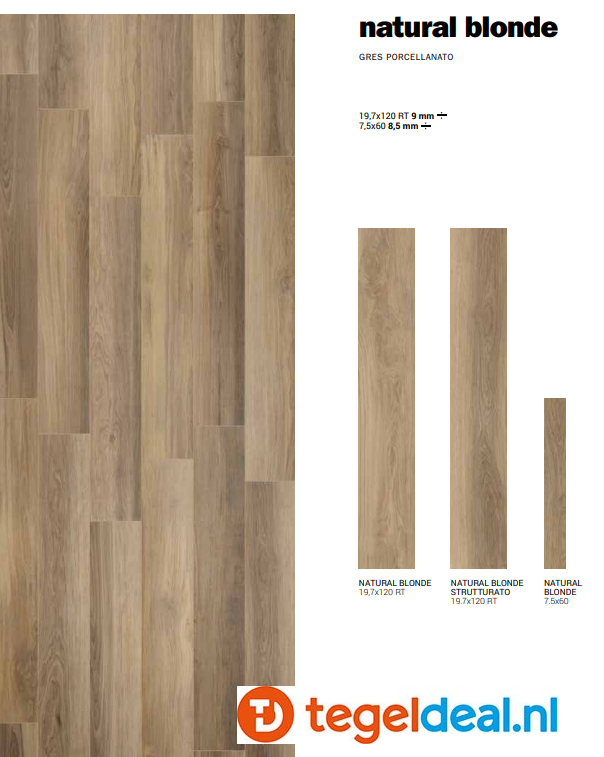 Supergres Natural Appeal Blonde, 7,5x60 cm, NB6Ø, houtlook tegels