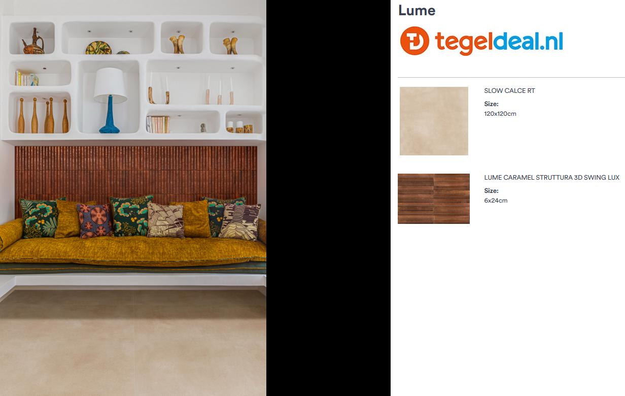Marazzi Lume CARAMEL, 6x24 cm Swing 3D MP95, wandtegels met reliëf