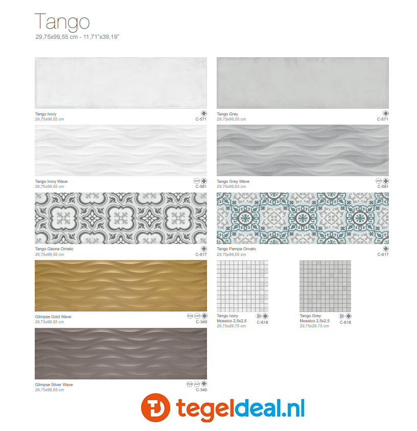 VLT en WDT Aparici Tango, 60x60 / 20x20 cm, patroontegels 