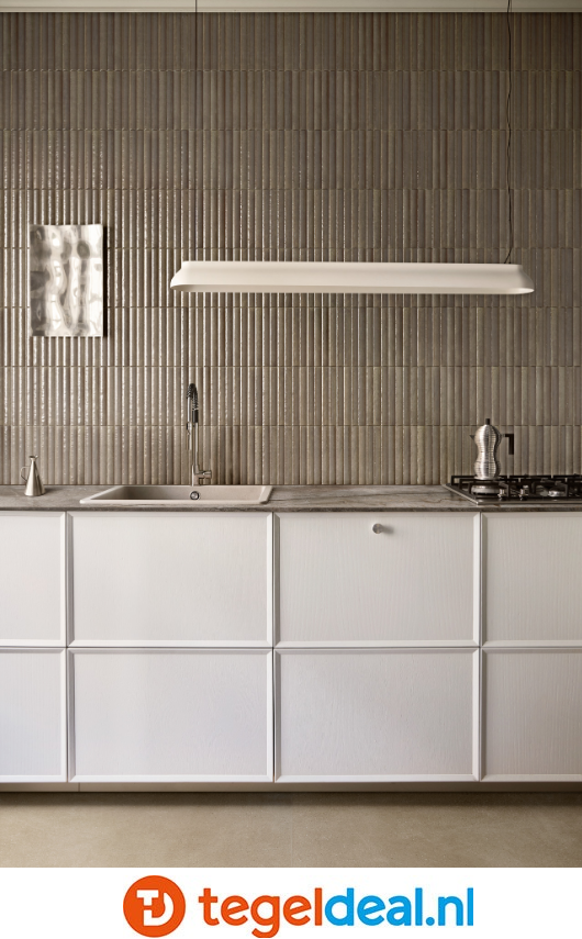 Marazzi Lume GREIGE, 6x24 cm Swing 3D MP93, wandtegels met reliëf