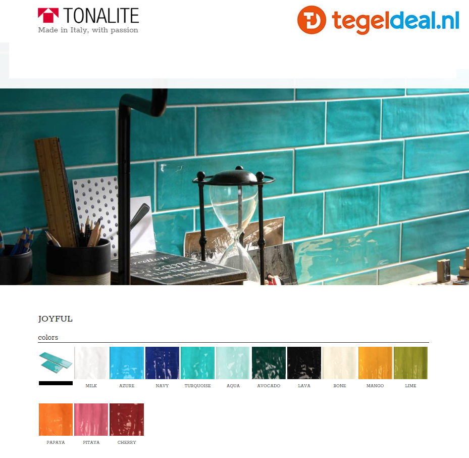 Tonalite, Joyful, 10x20 en 10x40 cm, wandtegels Tonalite, Joyful, 10x20 en 10x40 cm, wandtegels