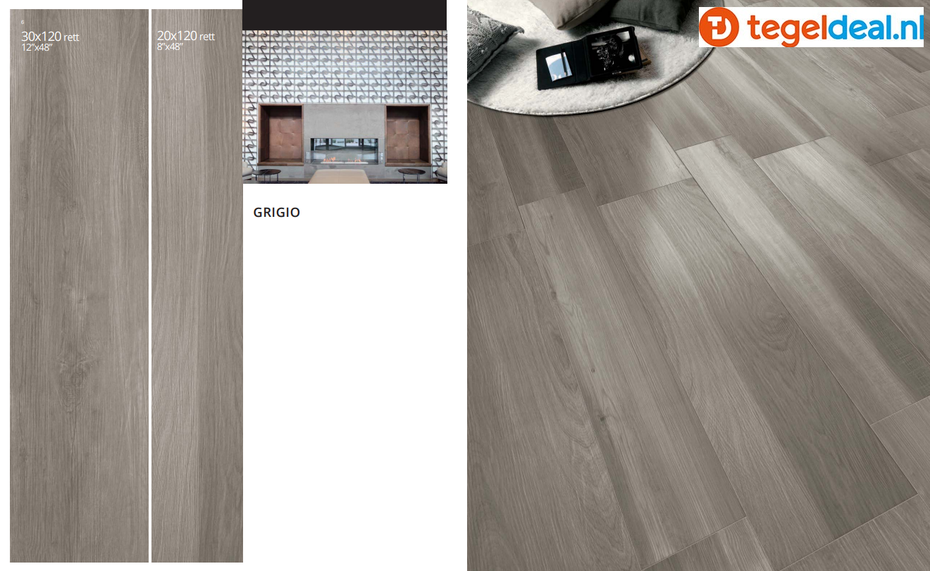 Serenissima Acanto Grigio, 20x120 cm, houtlook tegels