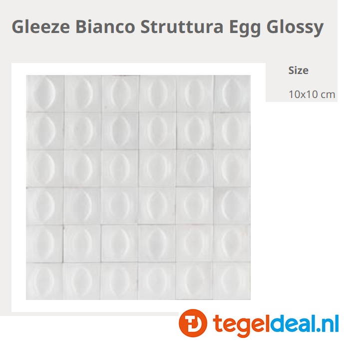 WDT Ragno Gleeze BIANCO struttura EGG 3D, 10x10 cm, R8GS WDT Ragno Gleeze BIANCO struttura EGG 3D, 10x10 cm, R8GS