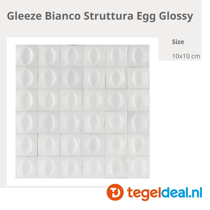 WDT Ragno Gleeze BIANCO struttura EGG 3D, 10x10 cm, R8GS