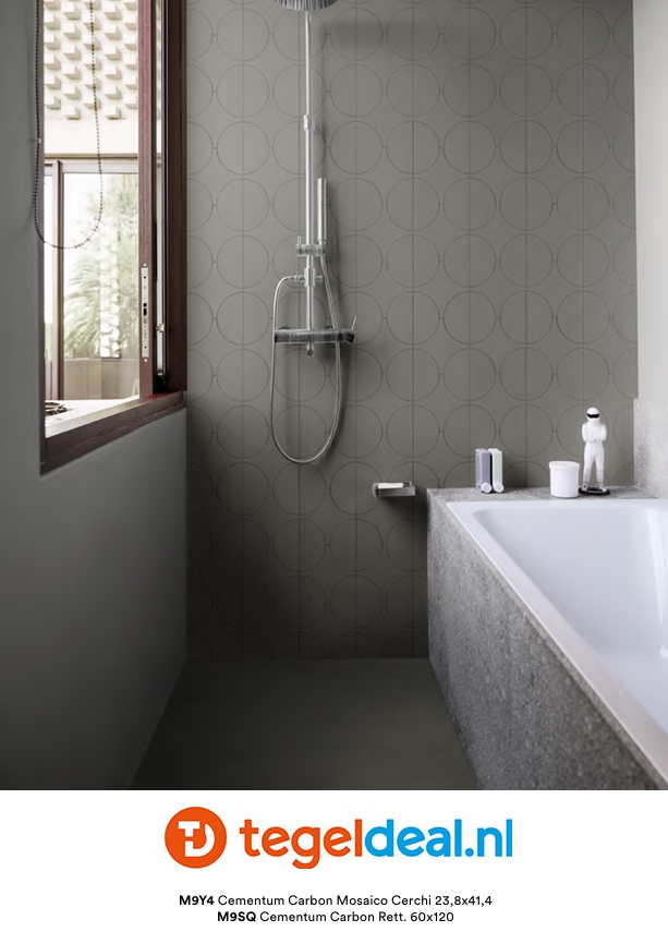 Marazzi Cementum CARBON, 60x120 cm Nat., M9SQ, cementlook tegels