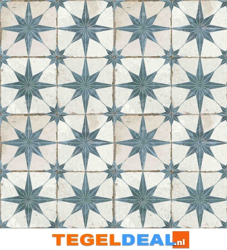 Peronda, Fs Star Blue, 45x45 cm, vintage patroontegels