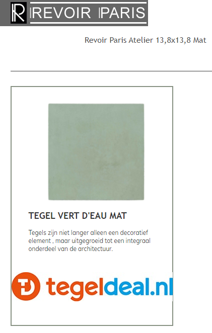WDT / VLT Revoir Paris, Atelier, Atelier Vert d'eau, 13,8x13,8 cm