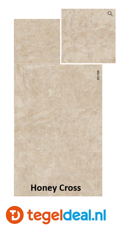Flaviker, Navona, HONEY CROSS, 60x60 cm NAT R, art. code 0006592, travertinlook tegels 