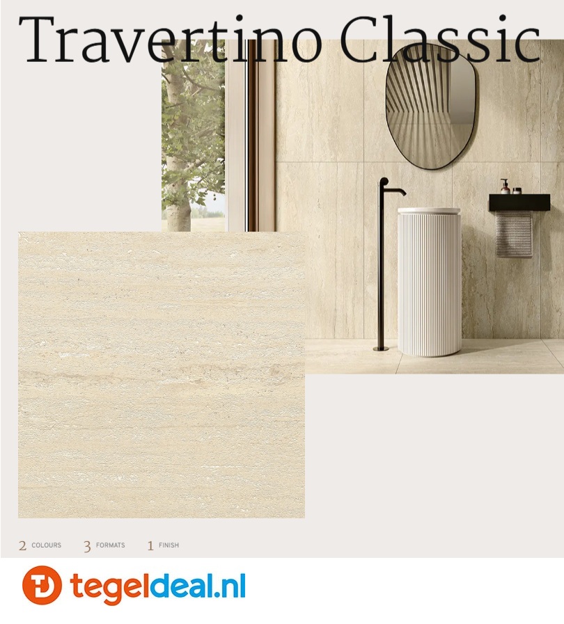 Revigres, Travertino Classic, travertin-look tegels voor vloer en wand 