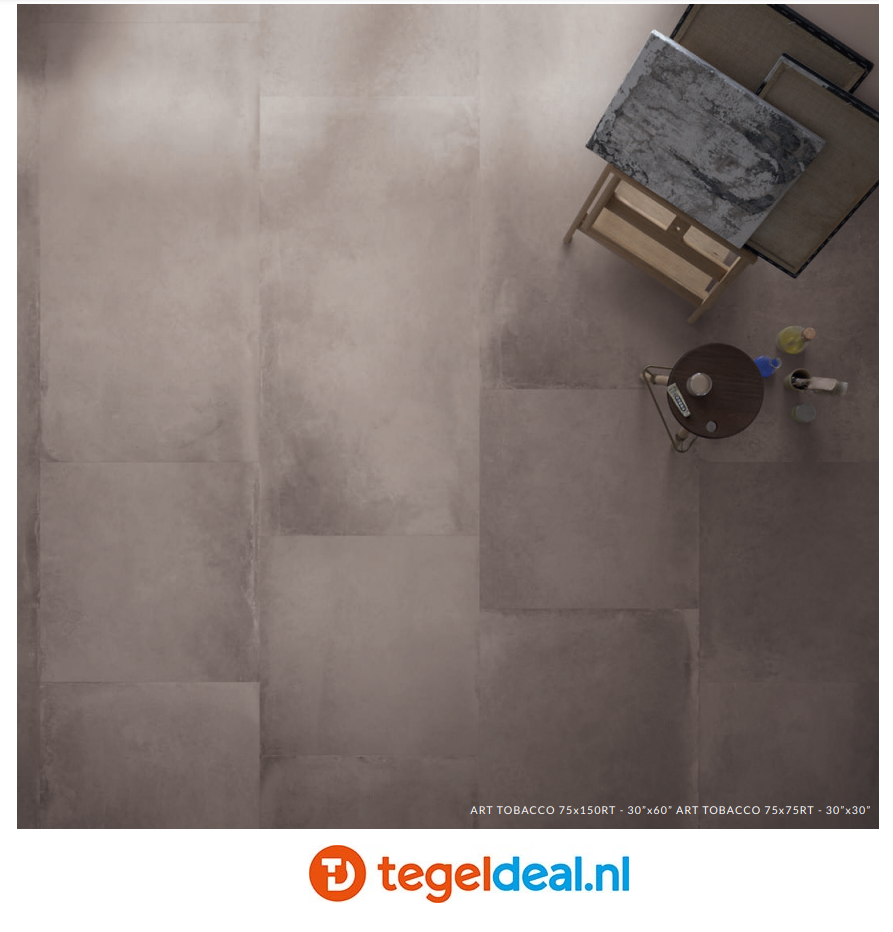 Supergres Art Tobacco, 60x60 cm, T06Ø, betonlook tegels