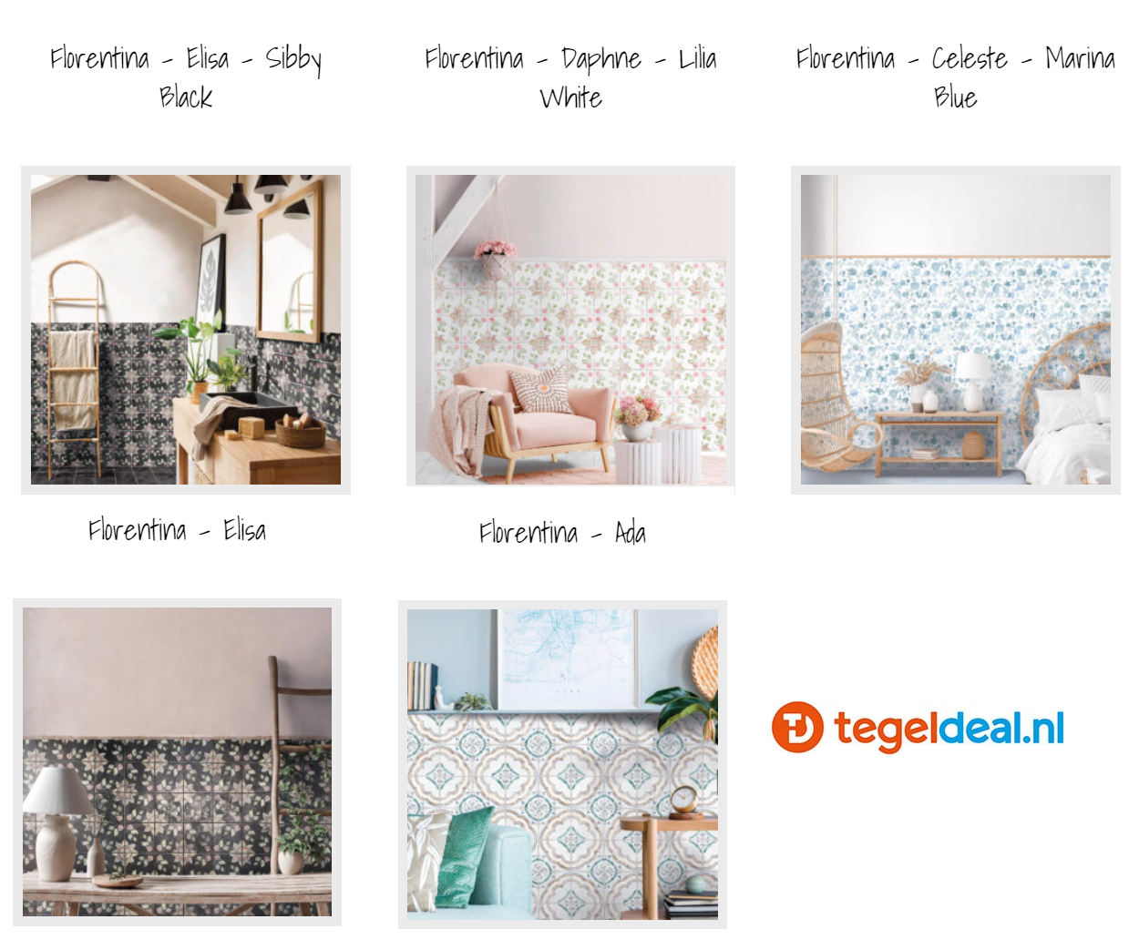 VLT / WDT Nanda Tiles, Florentina, 15x15 cm, patroontegels VLT / WDT Nanda Tiles, Florentina, 15x15 cm, patroontegels
