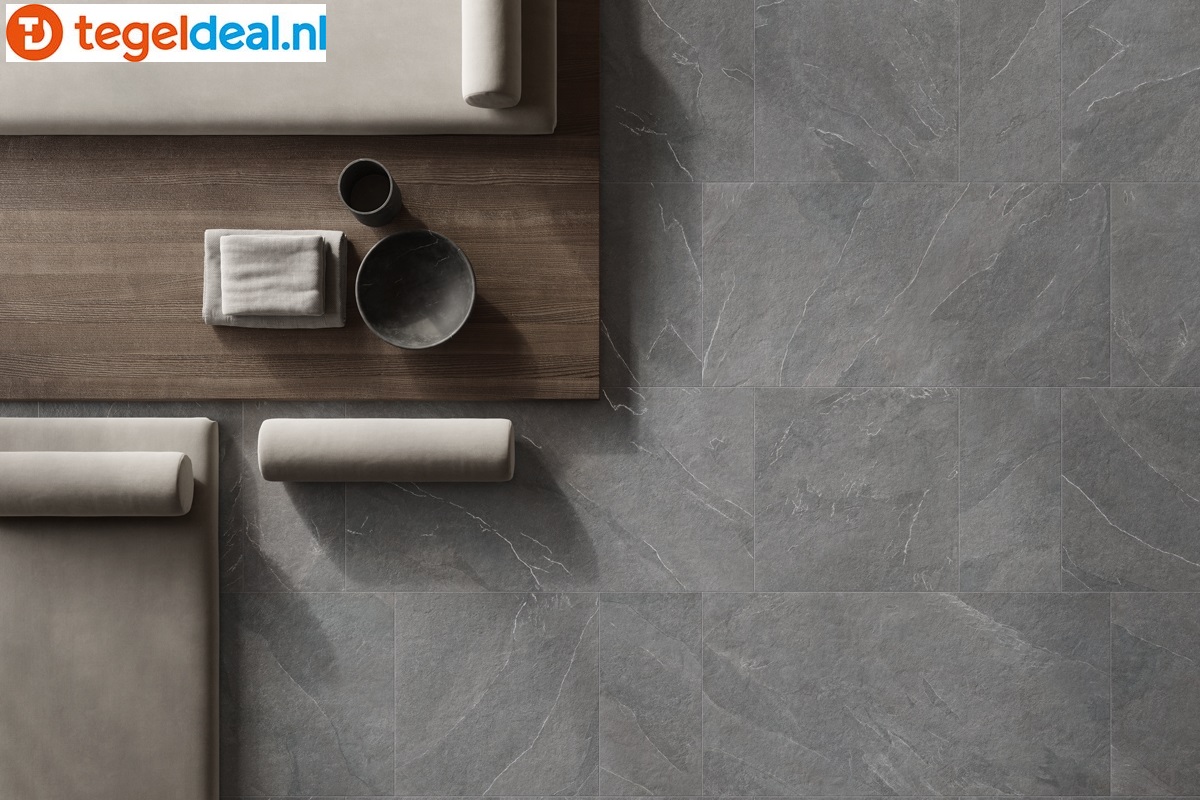 Ermes Aurelia, Ark Piombo, 120x120 cm Nat., natuursteenlook tegels