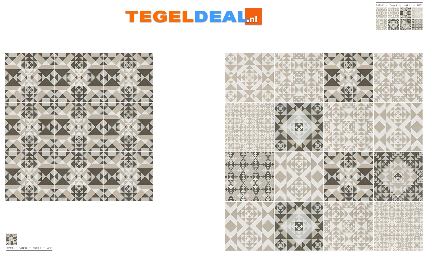 Refin Frame, Majolica, Carpet, Geometric, Emilia, patroontegels