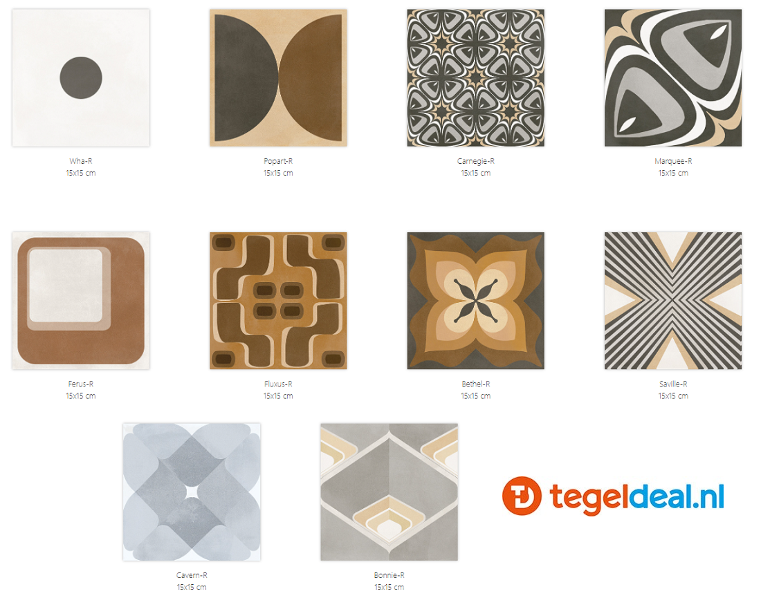 Vives Pop Tile, 15x15 cm, tegels - uni kleuren Vives Pop Tile, 15x15 cm, tegels - uni kleuren