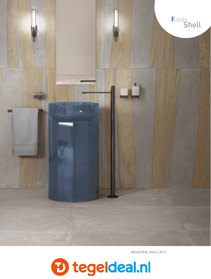 SIL Ceramiche, Industrial  FUSION SHELL, 120x120 cm, beton- houtlook tegels